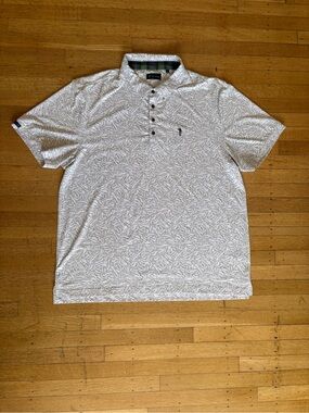 William Murray Men's Blue Printed Shirt XXL Short Sleeve Polyester Spandex Golf